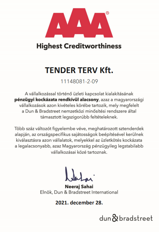 Tanúsítvány a pénzügyileg legstabilabb cégeknek